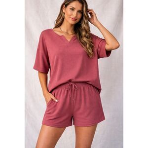 Dusty Rose Ribbed Lounge Set 2XL Cozy Casual Set Soft Girl Aesthetic Casual Chic